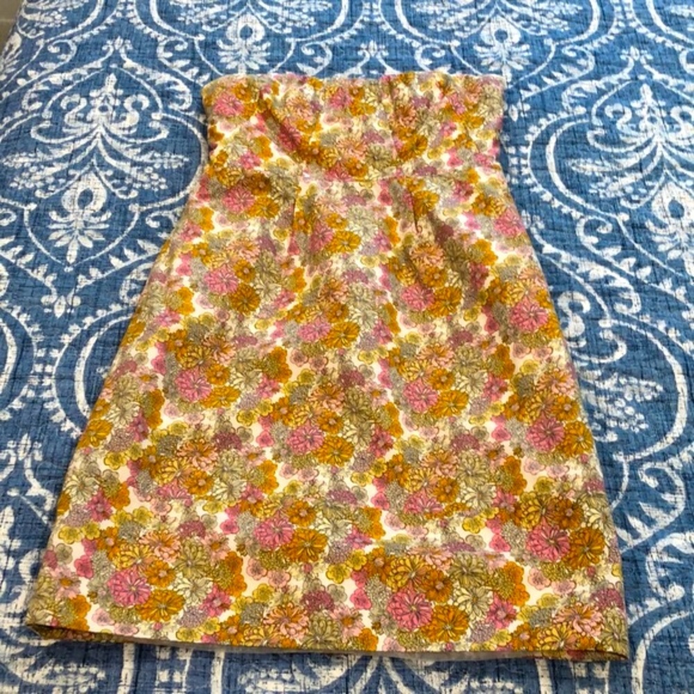 EUC J CREW STRAPLESS COTTON DRESS